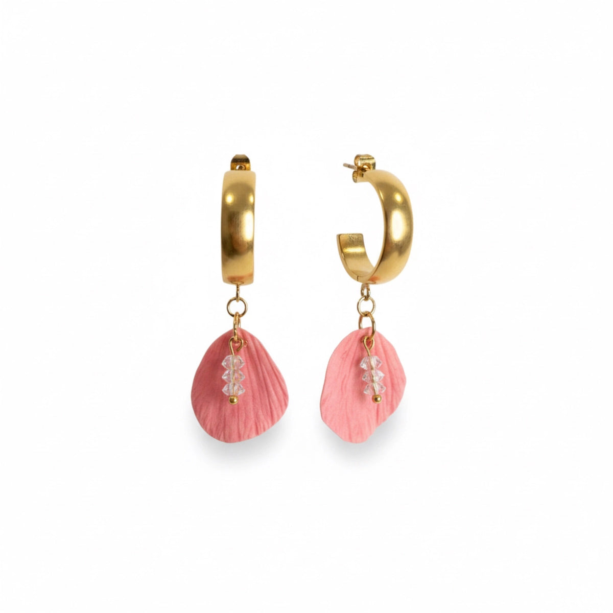 boucles d'oreilles pétales de fleur rose Elephantom