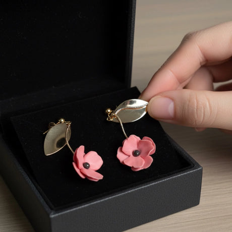 boucles d'oreilles fleurs roses 