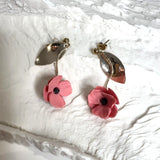 boucles d'oreilles roses en forme de fleur 