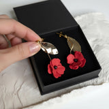 boucles d'oreilles fleurs rouges Elephantom