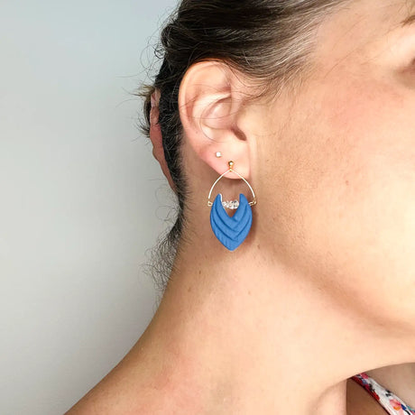 boucles d'oreilles d'artisan de couleur bleue