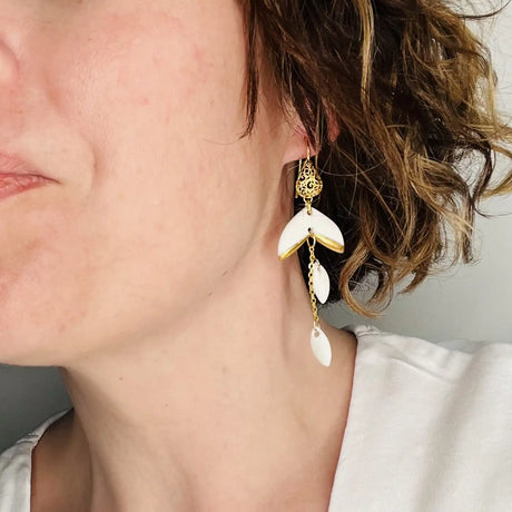 boucles d'oreilles pendantes au style oriental avec dorure