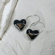 créoles coeur noir et argenté