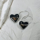 créoles coeur noir et argenté