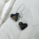 créoles coeur noir et argenté