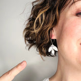 boucles d'oreilles marbrées en noir et blanc
