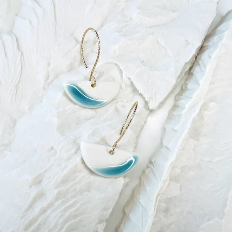 crochets d'oreilles design graphique turquoise