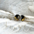 puces d'oreilles lunes noires et dorées